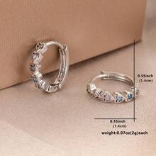1 Đôi bông tai hình trái tim ngọt ngào lãng mạn đính đá Cubic Zirconia, thích hợp cho nữ giới đeo hàng ngày, dự tiệc và hẹn hò, món quà trang sức thời trang tối giản. - Bạc - Xem 6