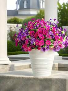4pcs- Bright Multicolor Artificial Plant Flowers Outdoor Spring/Summer Decor, Pink Silk Daisies Eucalyptus Realistic Resistant, Suitable Indoor And Outdoor Decor Outdoor Home Planter Porch Patio Garden Window Patio Decor, Wedding And Home DecorPatio Garden Window Yard Decor,Decorations,Winter Decoration, New Year 2026 - Two Colors - View 7
