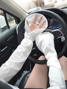 1 双夏季马蹄形防晒臂套，时尚纯色宽松魔术贴臂套，女士驾驶专用 - A - 查看 11
