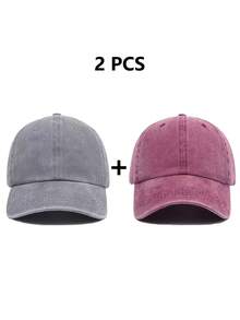 2 chiếc mũ lưỡi trai đã qua xử lý, kiểu dáng retro, mũ golf dành cho bố, mũ cotton điều chỉnh được, phù hợp cho cả nam và nữ. - mũ bóng chày - Xem 12