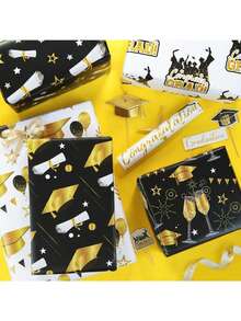 12/6 pezzi Set di confezioni regalo per laurea, confezioni per souvenir per festa di laurea, carta da regalo per la stagione della laurea, carta per decorazione tavolo dolci per laurea, carta da regalo per festa di addio, decorazioni per il ritorno a scuola, scatola regalo per feste a tema - Visualizzare 2