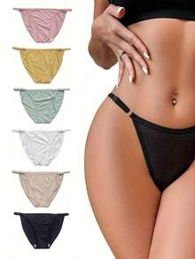 6 Pack Adjustable Plus Size Sexy Panties For Women, Pure Desire Bikini Style Summer Thin Ladies Underwear - Nhiều màu - Xem 8