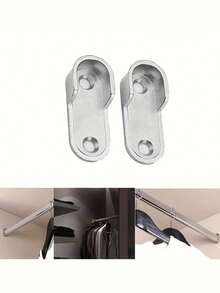 10pcs Thickened Wardrobe Hanging Rod Brackets, Wardrobe Clothes Rod Support Furniture Accessories - Silver - View 3