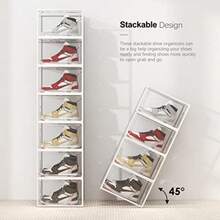 See Spring - Paquete de 6 cajas de almacenamiento de zapatos organizador de zapatos apilable de plástico transparente para clóset contenedores de zapatos extragrandes para exhibición de tenis de - Transparente - Ver 4