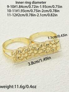 1 pieza Anillo doble para dedo de diseño dorado, anillos apilables para hombres - Dorado - Ver 3