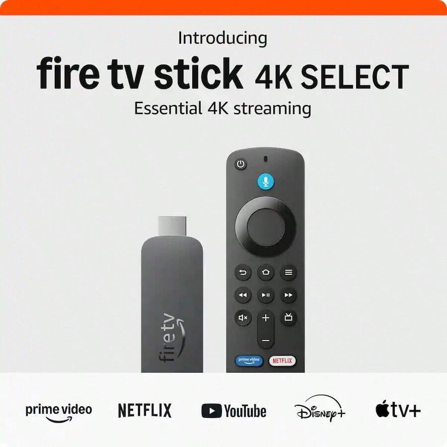 Amazon Fire TV Stick - 4K Select (Newest Model) Streaming Device, Streaming In 4K, AI-Powered Search, 8GB, Free & Live TV - Black - US A Type Plug(110-127V) - View 1