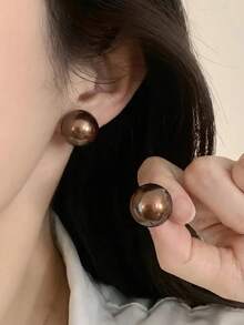 1 Pair Minimalist Fashion Versatile Elegant Earrings, Suitable For Teenage Girls Daily And Holiday Wear - Geometric Circle a - View 3