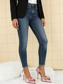 Zapatos de tacón alto para mujer, zapatos de tacón alto con punta puntiaguda y boca baja decorados con lazo, tacones de aguja modernos, elegantes y sencillos, adecuados para salir, viajar, vacaciones y festivales. - Rosa - Ver 4