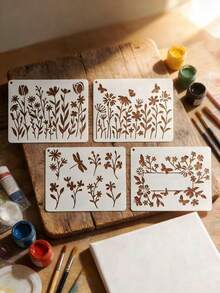 16pcs Plant & Butterfly Hollow Template, Spring Flower Stencils For Ceramic, Wall Painting, Handicraft, Paper, Fabric Tracing, Spray Painting, Graffiti, Reusable Plastic Material - Plant Butterflies - View 4