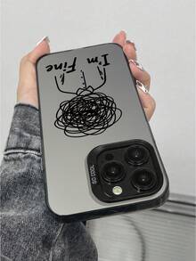 全新创意时尚IMD激光手机壳系列，涂鸦人像搭配“我很好”文字图案，经典混合材质，防震防滑，兼容 17/17Air/17Pro/17ProMax、16/16Plus/16ProMax、15、14、13、12、11系列，也适用于Galaxy S22、S23、S24、S25 Plus Ultra系列，是复活节礼物、圣诞节/万圣节装饰/生日礼物的理想之选，送给情侣、女朋友、男朋友、朋友或自己都很合适。 - 黑色 - 查看 3