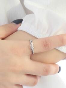 1枚女士优雅戒指，适合作为情人节礼物、婚礼、订婚、周年纪念日礼物 - 銀色 - 查看 7