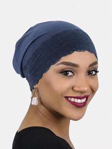 1pc Women's Lace Trim Beanie Hat, Headscarf, Sleep Cap, Suitable For Daily Use, Summer, Beach - Multicolor - View 3