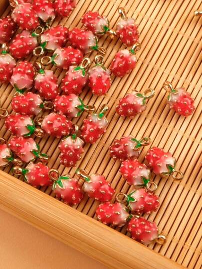 Bộ 10 món mặt dây chuyền hình quả dâu tây dễ thương, phụ kiện trang sức thủ công DIY cá nhân hóa, dùng để làm bông tai, vòng cổ và vòng tay.