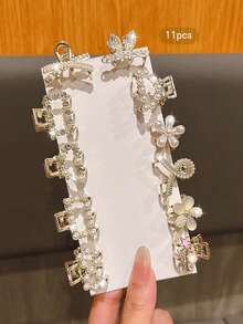 11pcs Rhinestone Hair Clips, Korean Fashion Hair Accessories Suitable For Daily Use - Multicolor - View 3