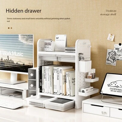 Estantería de almacenamiento de lujo minimalista y moderna con perforaciones, organizador de escritorio con estilo de cajones de varias capas para el hogar y dormitorios de estudiantes