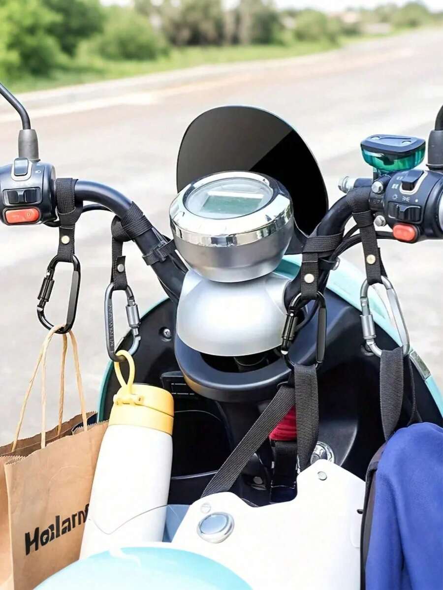 “易于安装的滑板车车把挂钩 - 耐用的尼龙带登山扣，适用于大多数电动滑板车、电动自行车和摩托车”