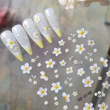 1 Tờ Hình Dán Móng Tay Hoa Plumeria Trắng Dập Nổi 5D, Hình Dán Móng Tay Hoa Trắng & Vàng Trang Nhí Mùa Xuân, Hình Dán Móng Tay Tự Dính 3D Chủ Đề Bãi Biển Mùa Hè Cho Đám Cưới & Ngày Lễ, Hình Dán Móng Tay Bền Lâu & Dễ Dán - Nhiều màu - Xem 4