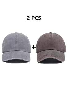 2 chiếc mũ lưỡi trai đã qua xử lý, kiểu dáng retro, mũ golf dành cho bố, mũ cotton điều chỉnh được, phù hợp cho cả nam và nữ. - mũ bóng chày - Xem 11