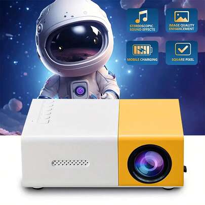 Máy chiếu di động 1080P, cấp nguồn USB, loa âm thanh nổi tích hợp, hiệu chỉnh méo hình, điều khiển từ xa, tương thích với nhiều thiết bị, máy chiếu phim gia đình và ngoài trời giúp nâng cao trải nghiệm xem phim, truyền hình và chơi game của bạn.