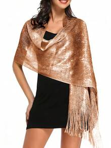 1pc Shiny Metal Shawl, Round Buckle Tassel Scarf, Suitable For Evening Gala, Party, Wedding And Other Occasions - 01-gold - View 8