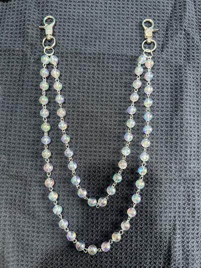 1pc Shiny Fashion Pants Chain, Handmade Rainbow Glass Bead Decor Chain, Suitable For Men, Women And Children, Daily And Holiday Accessory Gift