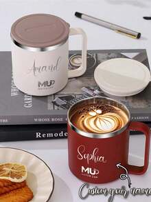 1 chiếc cốc cà phê bằng thép không gỉ tùy chỉnh - Một chiếc cốc giữ nhiệt cá nhân hóa. Chiếc cốc giữ nhiệt hai lớp này có nắp đậy chắc chắn và tay cầm tiện lợi, giúp nó trở thành một vật dụng uống nước di động, chống rò rỉ và chống bỏng. - Nhiều màu - Xem 2