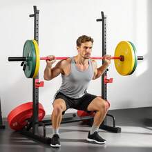 Power Cage Squat Rack, Home Gym Power Rack With Adjustable Height & Width, 550LBS Strength Training Workout Equipment With Barbell Storage Racks & J-Hooks For Bench Press, Squat, Weight Lifting - Small Model, Adjustable Width - View 9