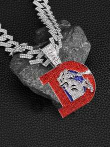 1 chiếc dây chuyền mặt chữ D và hình ngựa lấp lánh phong cách Hiphop, trang sức thời trang dành cho rapper, quà tặng phong cách đường phố Punk. - Dây chuyền mặt dây chuyền hình ngựa chữ D - Xem 7