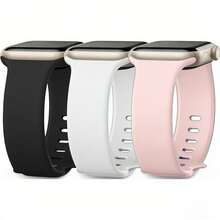 3条装表带，硅胶表带，适用于38/40/41/42/44/45/49毫米 Ultra/SE/8/7/6/5/4/3/2/1，男女通用时尚款 - 多色7 - 查看 2