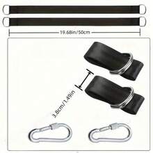 两件套吊床吊带，树秋千吊带套装，完美适用于吊床悬挂套件，加长吊带，配有更安全的锁扣式登山扣。 - 黑色 - 查看 2