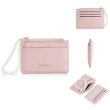 1 pieza Cartera de mujer ultra delgada y de moda Baellerry, billetera con cremallera de perlas, adecuada para uso diario, billetera mini corta, soporte para múltiples tarjetas, para llevar efectivo, ir y venir, recuerdos, cumpleaños, Halloween, regalo de Navidad - Multicolor - Ver 15