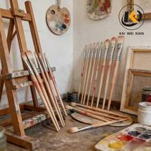 Set de 10 piezas de pinceles de pintura, kit profesional de pintura al óleo y acuarela, suministros de artista portátiles para principiantes y adultos - 10 pinceles bicolor - Ver 5