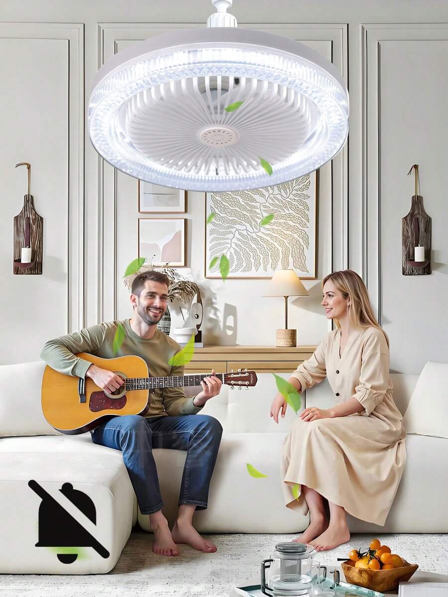 40W Modern LED Ceiling Fan Light, Remote Control, E27 Screw Base, 3-Speed Adjustment, Color Temperature Adjustable (3000K-6500K), Suitable For Bedroom