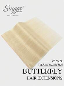 SUYYA Platinum Blonde Injected Hole Weft Human Hair Extensions Straight Twin Tab Butterfly Weft Natural Invisible Brown Hole Weft Extensions - S60 - View 2