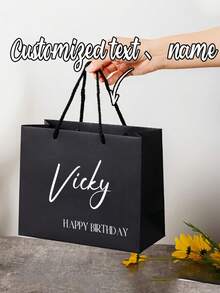 Customizable Gift Bags With Text And Names, Reusable Small To Medium Size Paper Bags, Suitable For Birthday Parties, Weddings, Parties, Fashionable Personalized Unique, Applicable For Anniversary, Birthday, Daily Wear, Wedding, Graduation, Prom, Party, School Supplies, Back To School, Office, School, Classroom, Teacher Gifts, College, Coworkers, Dorm, Teachers - Multicolor - View 1