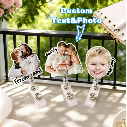 Customized Photo Badge, Custom Photo Badge Reel, Personalized Retractable ID Holder,Personalized Face Badge, Custom Badge Buddy, Customized Nurse Badge, Customized ID Holder, Personalized Retractable Badge Reel, Cute Badge Reel