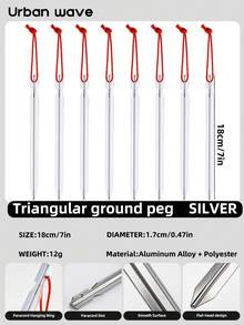 URBANWAVE 7075-T6 铝合金帐篷地钉，1/8 包装 Y 型梁帐篷地钉，重型三梁帐篷地钉，高强度全地形帐篷地钉，硬地 Y 型帐篷地钉，带绳徒步露营帐篷地钉，红色铝合金帐篷地钉 - A - 查看 8