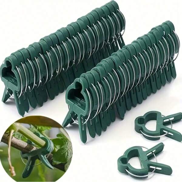 10/30 Stück einstellbare Pflanzenklammern - wiederverwendbare Blumen-, Reben-, Gemüse- und Tomatengartenstütze - robuster Kunststoff, unverzichtbares Gartenwerkzeug grüner Hebering, geeignet für Kletterpflanzen, perfekt zum Fixieren von Stämmen und Ästen