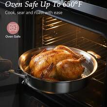 Chảo rán/chảo xào bằng thép không gỉ 30,48cm (12 inch) có nắp, nhiều lớp thép không gỉ giúp truyền nhiệt đều, bề mặt được đánh bóng, an toàn khi sử dụng trong máy rửa chén và lò nướng, tương thích với bếp từ và tất cả các loại bếp. - Xem 11