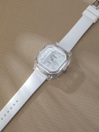 1 pieza Reloj de pulsera cuadrado minimalista de moda retro para mujer, adecuado para uso diario