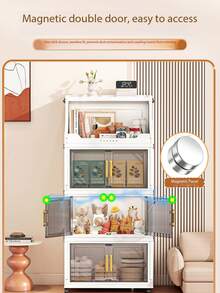 1pc Multi-Layer Foldable Storage Cabinet, Household Simple Foldable Plastic Cabinet, Large Capacity For Snacks, Sundries, Clothes, Toys - White - View 6