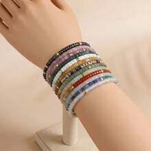 1条玫瑰石英、绿东陵玉和毕加索碧玉串珠手链 – 可调节简约天然石手链 – 精致首饰，精美礼品 - 瘋狂瑪瑙 - 查看 1