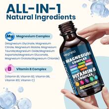 MEGNETA Liquid Magnesium Complex Supplements Featuring 22 Ingredients, Including Glycinate, Oxide, Malate, And Citrate Forms Of Magnesium, Along With Vitamins B6 And B12. This Fast-Acting Formula Supports Sleep, Relaxation, Calmness, Focus - Two bottle-More favorable - 查看 4