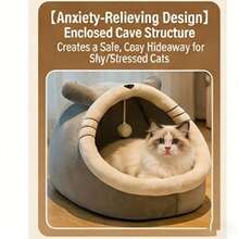 All Season Semi-Enclosed Cozy Cat/Dog Bed, Warm Pet Nest For Winter - Multicolor - View 2