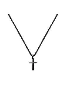 1pc New Arrival Stylish Stainless Steel & Titanium Steel Men's Cross Pendant Necklace, Braided Chain, Suitable For Daily Wear And As A Gift - 黑色 - 查看 11