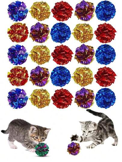 10pcs/Pack & 5pcs/Pack Random Color Crinkle Balls Cat Toys, Chewing & Batting Crinkle Balls Lightweight Cat Toys, Creative Prop Toys, Keep Pets Active, Can Be Used As Decorations For Holidays, Suitable For Indoor Home Use