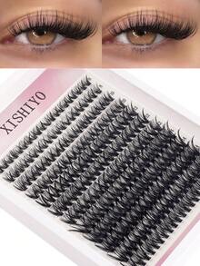 Bộ 240 sợi mi giả D-Curl dạng xòe, dài 8-16mm, tự làm mi giả, tự nhiên và mềm mại, có thể tái sử dụng, bao gồm dụng cụ trang điểm, keo, nhíp và cọ, thích hợp cho sử dụng hàng ngày, đám cưới, hẹn hò, tiệc tùng, lễ hội âm nhạc, Halloween. - Nhiều màu - Xem 6