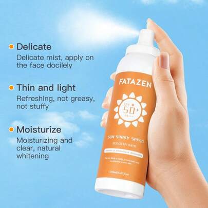FATAZEN 1 pièce Spray solaire visage 150ml, imperméable, hydratant, réduction des rides, prévention des coups de soleil, texture micro-brume, rafraîchissant pour la plage et les activités extérieures