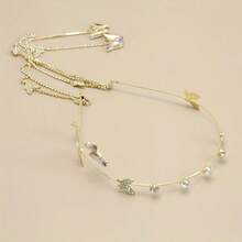 Diamond-Studded Butterfly Fairy Tassel Headband, Light Luxury Forest Style, Ultra-Fairy Headpiece, High-End Niche Design Headband Hair Accessory - Băng đô hình bướm hai lớp nhiều màu sắc (màu bạc) - Xem 9