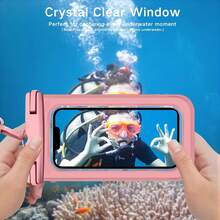 防水手機袋 7.5 吋 IPX8 防水通用手機收納袋，相容 iPhone 17/16/15/14 Pro Max、Galaxy S25+/S24+/S26+，氣墊防水手機殼，游泳潛水防水手機袋，海灘防水手機乾袋，適用於智慧型手機，適合游泳、海灘旅行、水下浮潛、衝浪、划船、滑雪、釣魚、獨木舟、激流泛舟，顏色/款式隨機 - 多色 - 查看 3